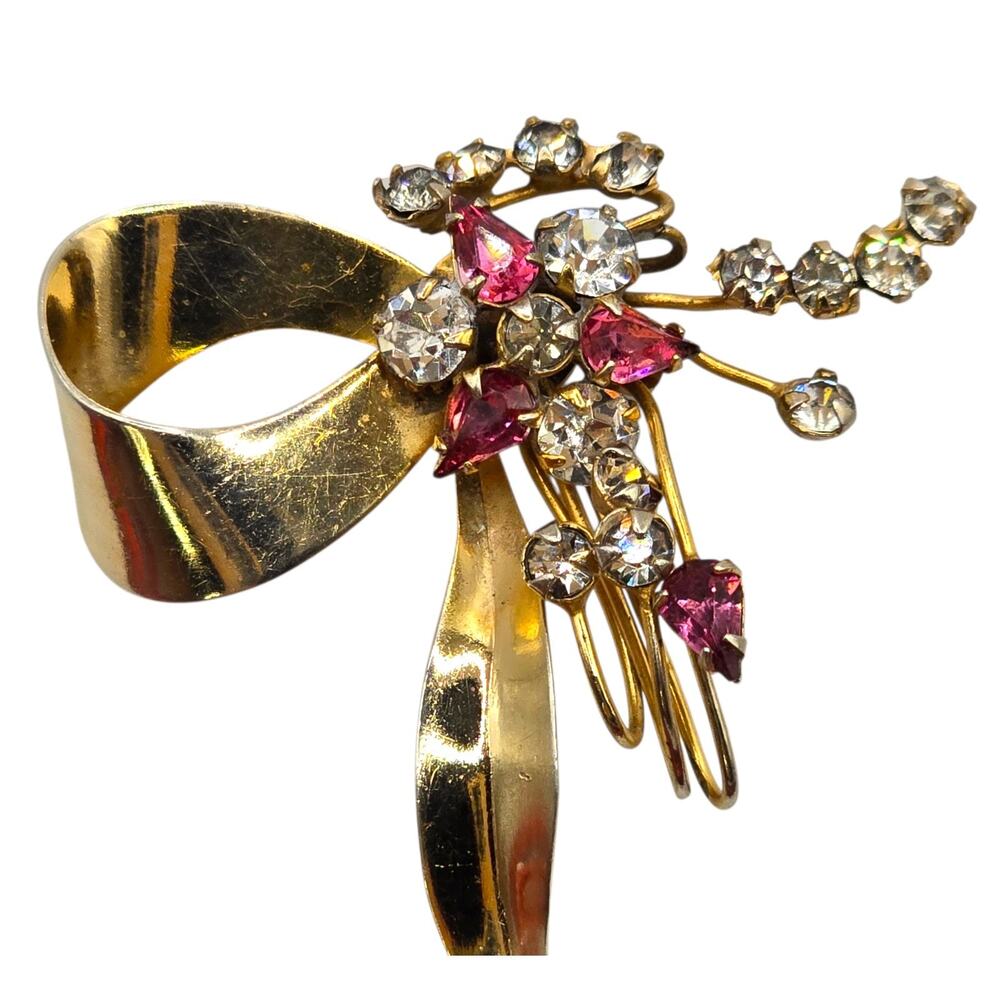 Brooch Vintage Floral Spray Signed Scitarelli 50s Gold Filled MCM Small Pin